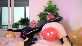 Air Balloon Looner Hot Fetish 2 Lesbians in Tight Shiny Rubber Clothes Having Fun