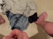 Cumming on my gross sweaty work cloths