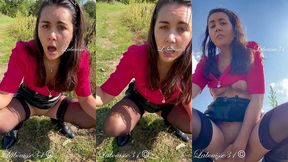 je fais pipi et me caresse dans la nature