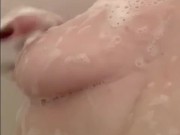Getting my boobs nice and soapy in the shower
