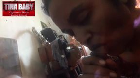 Maid Sucking the Jizz Out Whist His Legs up