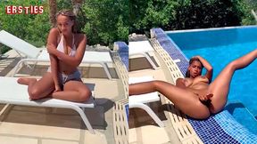 Ersties - Die vollbusige Naomi hat Spa� mit einem Dildo am Pool