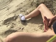 This teen hoping to pee on some other men instead of sand