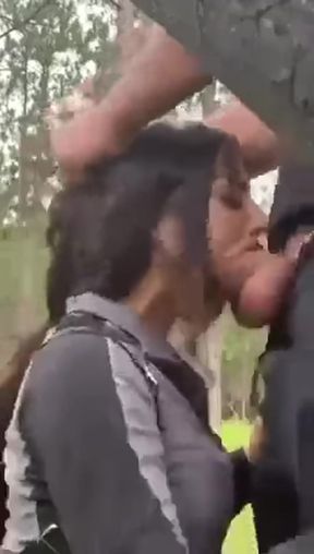 Deepthroat blowjob in public with a hot desi girl