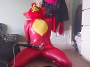 Rubber Bird Blindfolded, Milked and Overstimulated