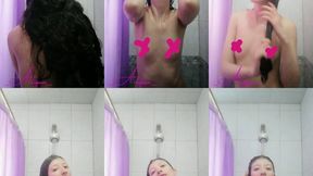 Morning Shower and Hair Play Latina Tease