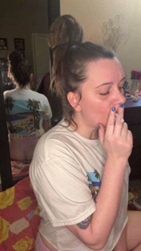 Smoking &amp; Bending Over in Front of Mirror - Full Vid on OF