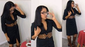 Bitchy Food Critic eRica drinks a glass of cum!