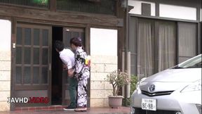 Kimono babe fucked hard and made to swallow big time
