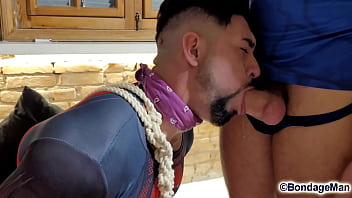 Mike Bebecito and Matheuz Henk tied up and gagged together and start fucking untill cum in each other&#039_s mouth