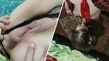 the lover came, gave her a kuni, and licked her ass