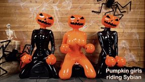 Pumpkin girls riding Sybian