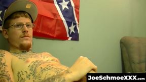 Inked Ivy drains his balls with an intense jerk off solo