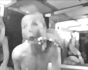 Red Fishnet Babe Dominates Bound Cock in Wild BDSM Threesome