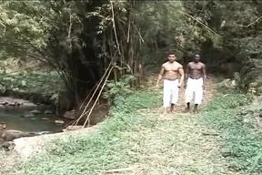 Hot dudes fucking with pleasure outdoors in the field