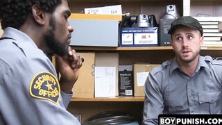 Security guard disciplined by black boss and stripped of his shirt