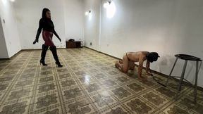 YFYE Khaina the sexy doggie trainer in leather