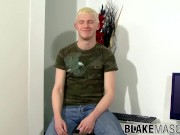 Inked twink Harley solo masturbation cums on work desk
