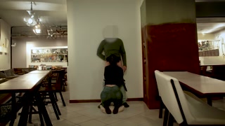 Married waitress sucks her boss's dick after work.