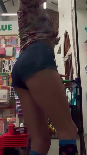 Slutty Shopping Sissy Ass Cheek Short Shorts