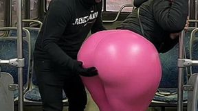 Big Ass Girl in Black Pants Gets Pressed in the Bus and Ends in Black Thong