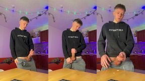 skinny boy making a huge mess with his thick dick
