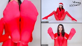 Feet in Shiny Red Body Stocking JOI by Majesty Natalie! KINKS: Edging, Gooning