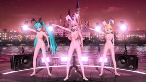 Miku, Rin & Luka Rock Bikini Bunnies in Steamy Vocaloid Fantasy Scene