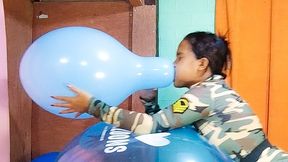 Sexy Juju Blows To Pop 2 Belbal 14 Inch Balloons In Army Fatigues