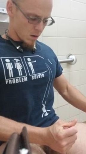 Have to be quiet when jacking off in a public bathroom