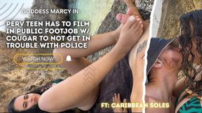Pervert Teen Has to Film Public FootJob on the Beach With Cougar To Not Get in Trouble With Police - Feat Goddess Marcy and Caribbean Soles 720p