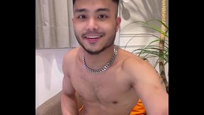 Asian boy is being naughty