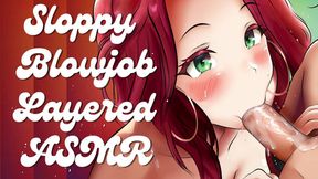 Submissive Slut Offers Layered ASMR Blowjob with Deepthroat and Dirty Talk