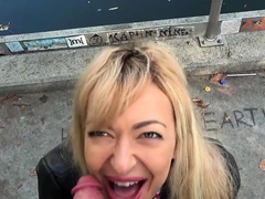 Public kinky blonde babe cocksucking