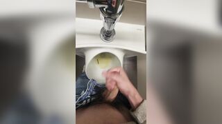 Public wc jack off in urinal uncircumcised enormous sausage school lad getting off