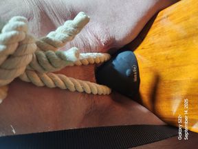 Husband Finds Out Goode Girl Is Putting on Slut Shows and Cheating Ties Her to Bondage Straddling a Dildo