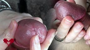 a horny cock treatment. close-up of the orgasm control.