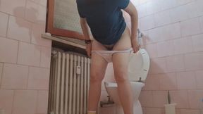 Pissing in a toilet