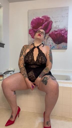 BBW stepmom MILF tests out new vibrator in heels your POV