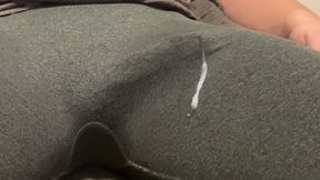 Huge hands free cumshot in tight pants