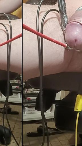 Key moment from "Three-phase electro e-stim in PA + anal + cock base with precum and ejac PART. 1"