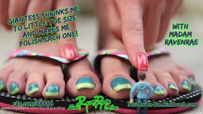 Giantess shrinks me down to little toe size and makes me polish each one HD mp4