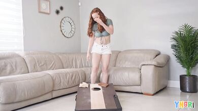 Red Eviee Plays A Sexy Game And Gets Her Big Tits Fucked