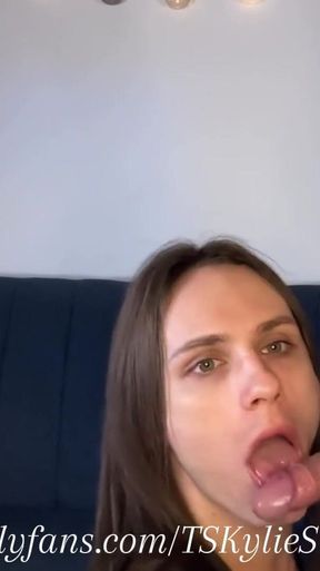 Trans Goddess Gives Me a Sloppy Blowjob Until I Cum - Kylie Star and Shadow Rick