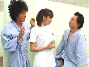 Japanese Nurse With Busty Assets Gets Gangbanged at Hospital Bedside