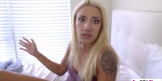 Sexy blonde stepsister Sophia Grace riding dirty stepbrothers big hard dick porn