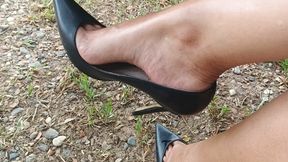 Pumping the pedals of my '98 daewoo car with stiletto toe heels (3)