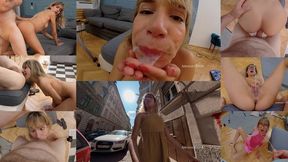 Megan first Cum Walk Fart smell golden shower self Piss and Fuck