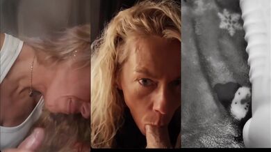 Blonde MILF deepthroat fury cum in mouth POV