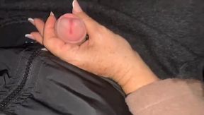 Perverted wife gives taxi driver a public footjob